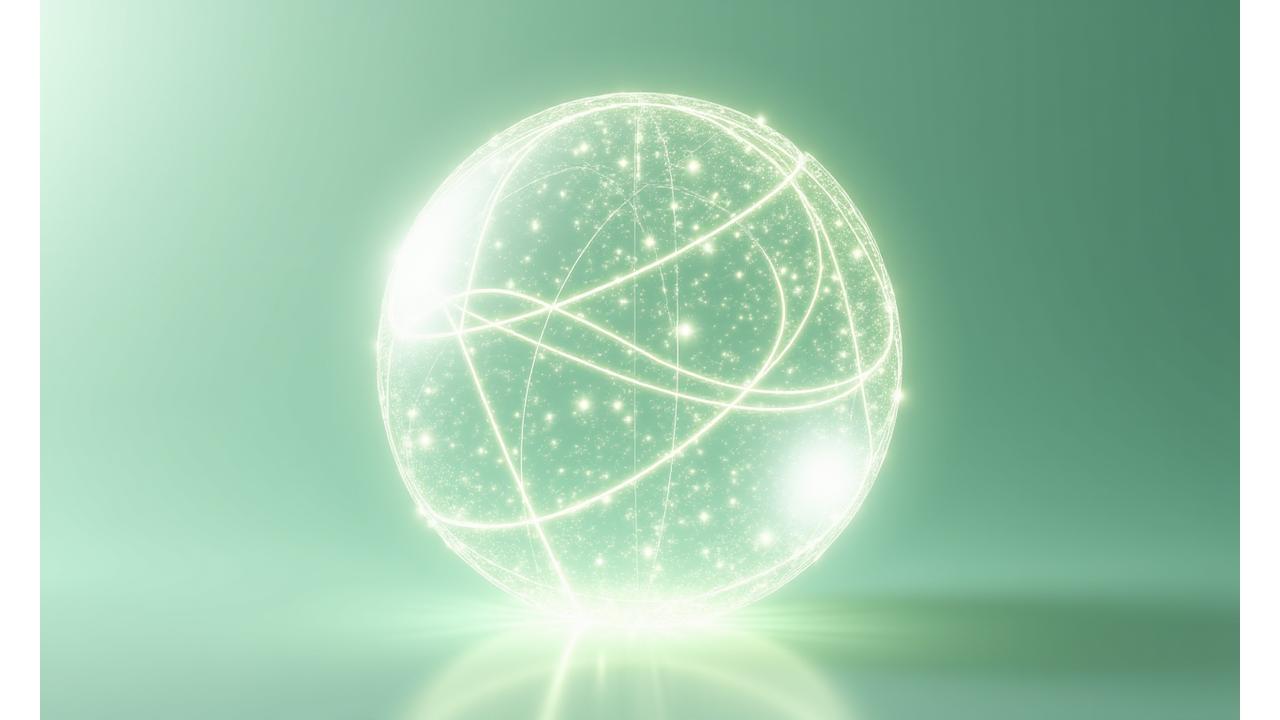 O ilustrație conceptuală a principiilor Vitalis Meridiem: știință, personalizare, accesibilitate, comunitate, învățare continuă, și etică, reprezentate ca elemente interconectate într-o sferă armonioasă luminoasă.