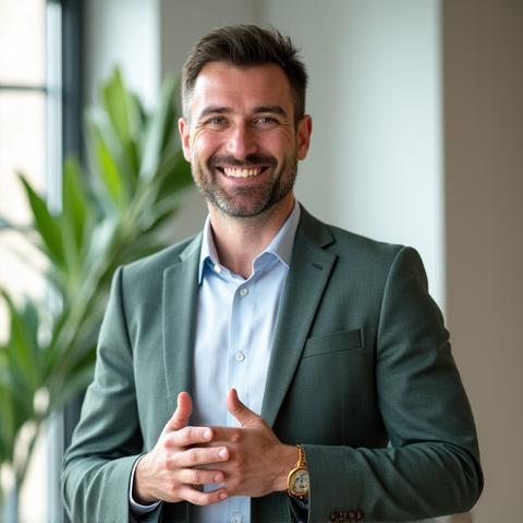 Andrei Matei, Director Programe Wellness Vitalis Meridiem, susținând o prezentare cu energie.