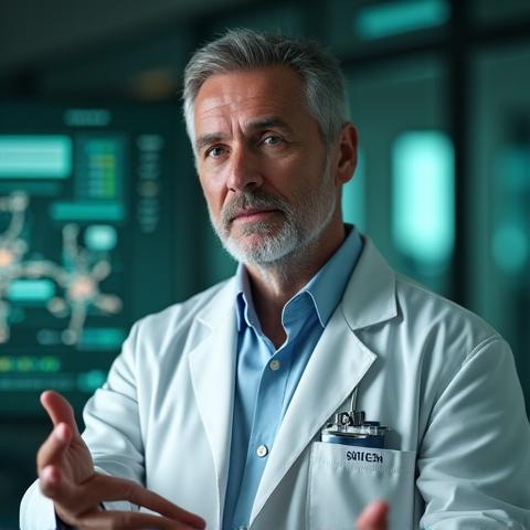 Dr. Mihai Popescu, Șef Nutriție Vitalis Meridiem, explicând un grafic complex.
