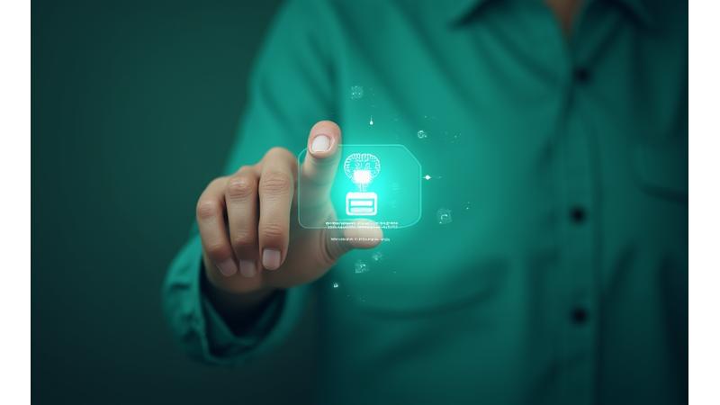 Mână care apasă un buton virtual cu iconițe reprezentând acces, ștergere, și portabilitate a datelor, simbolic pentru drepturile GDPR.
